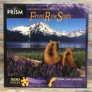 PRISM Puzzle 2007 Front Row Seats 500Pc 2 Bears Mountain Water Scenery Landscape